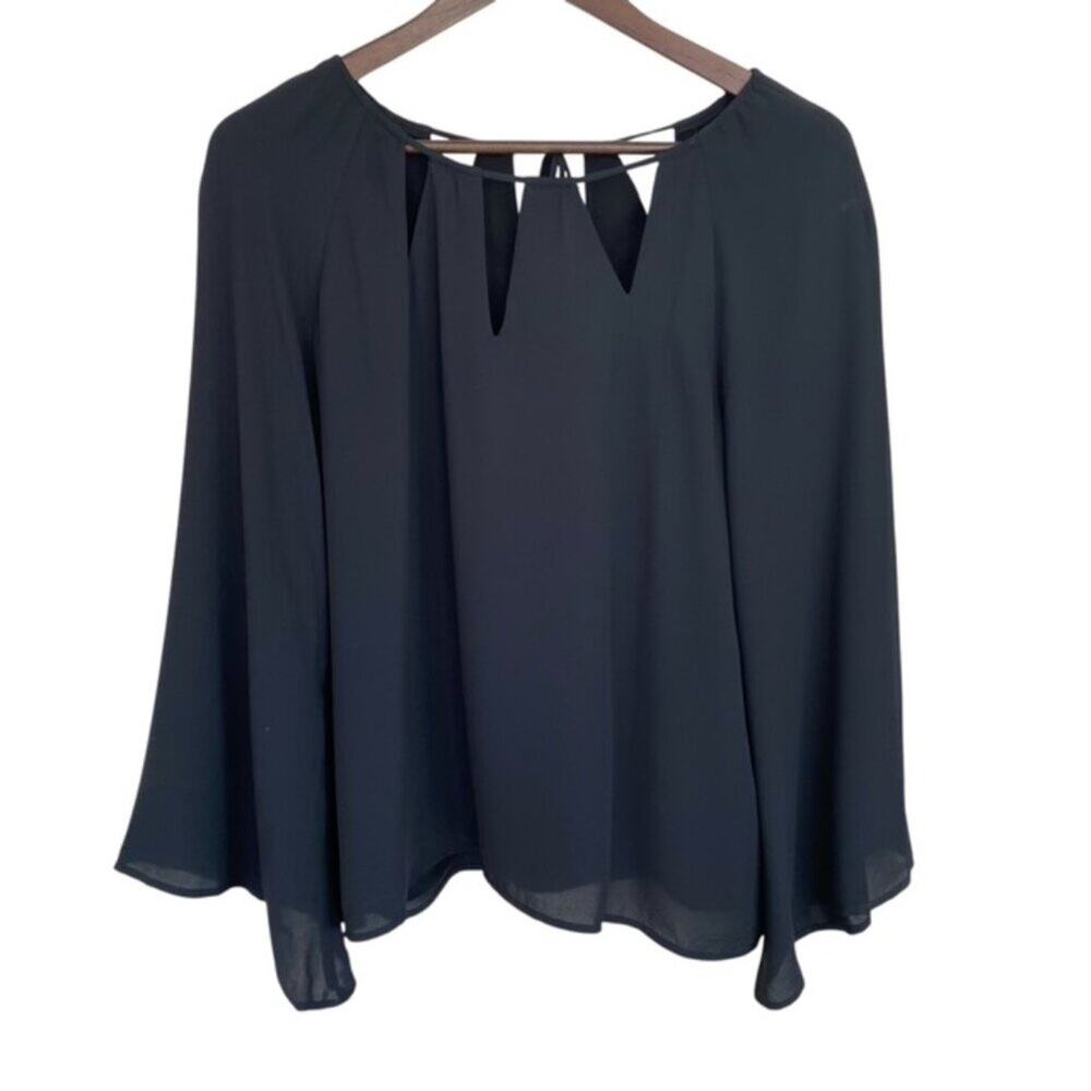 41Hawthorn Black Chiffon Wide sleeve Ties at Neck - Large